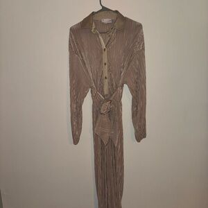 ASOS Gold Pleated Jumpsuit